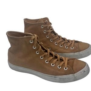 Converse All Star Mens Lunarlon Sneakers Brown White Leather High Top M9.5/W11.5